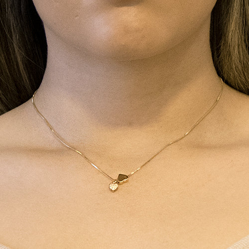 Double Heart Necklace - Chapa de Oro