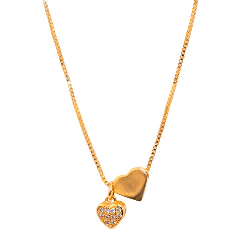 Double Heart Necklace - Chapa de Oro