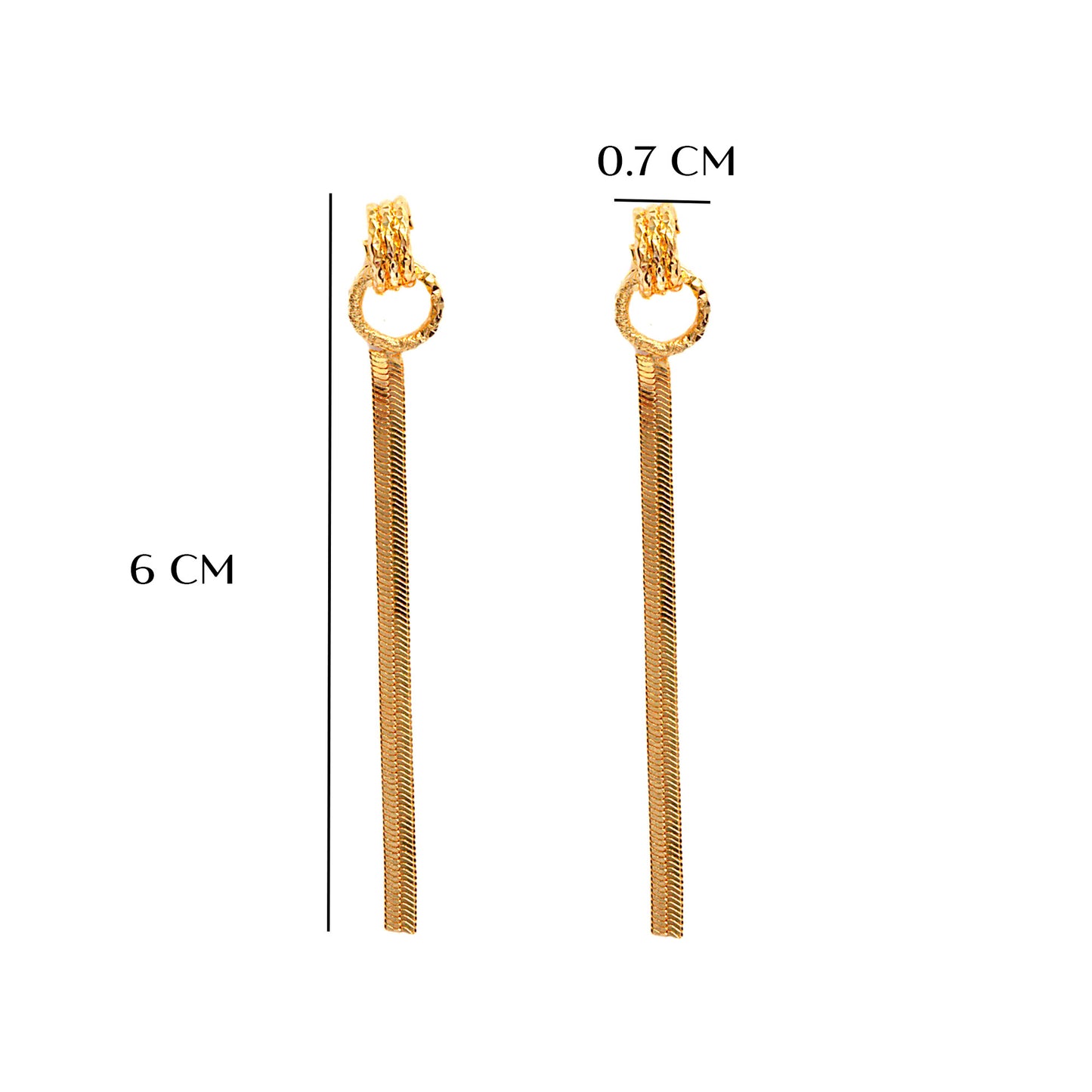 Arete Largo Círculos Entrelazados - Chapa de Oro