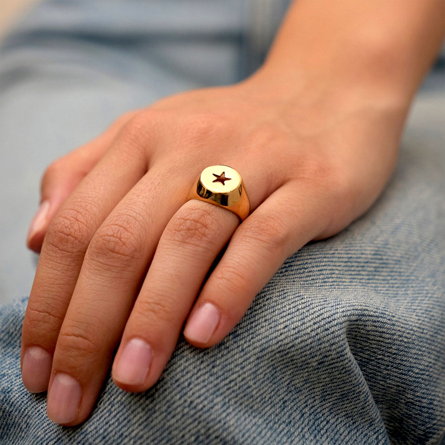 Anillo Ajustable Estrella - Chapa de Oro