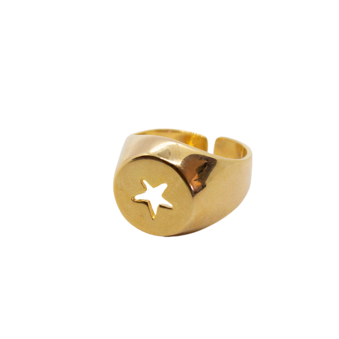 Anillo Ajustable Estrella - Chapa de Oro