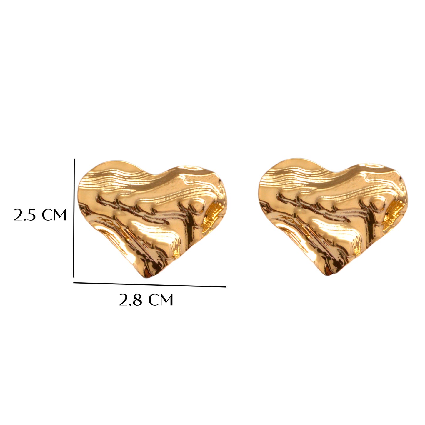 Arete Corazón Arrugado - Chapa de Oro