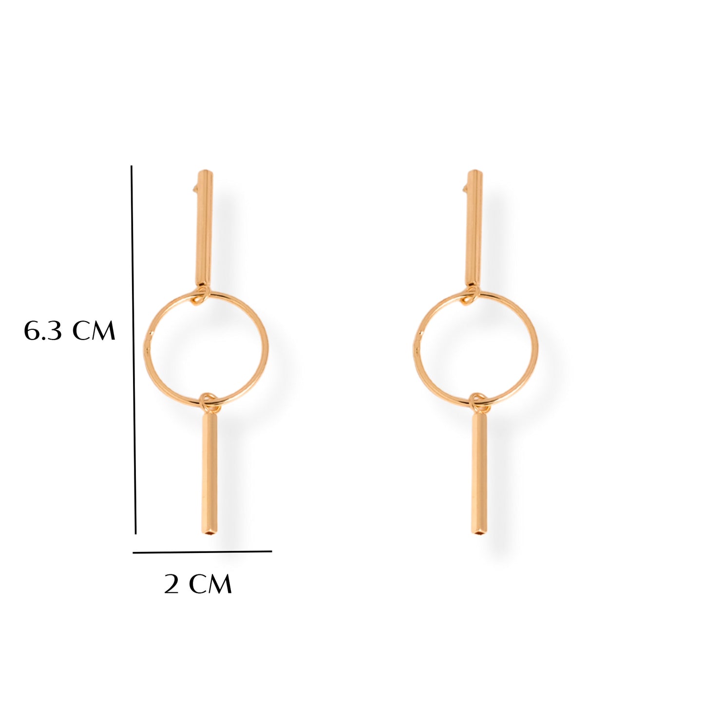 Aretes Largos Circulares - Chapa de Oro