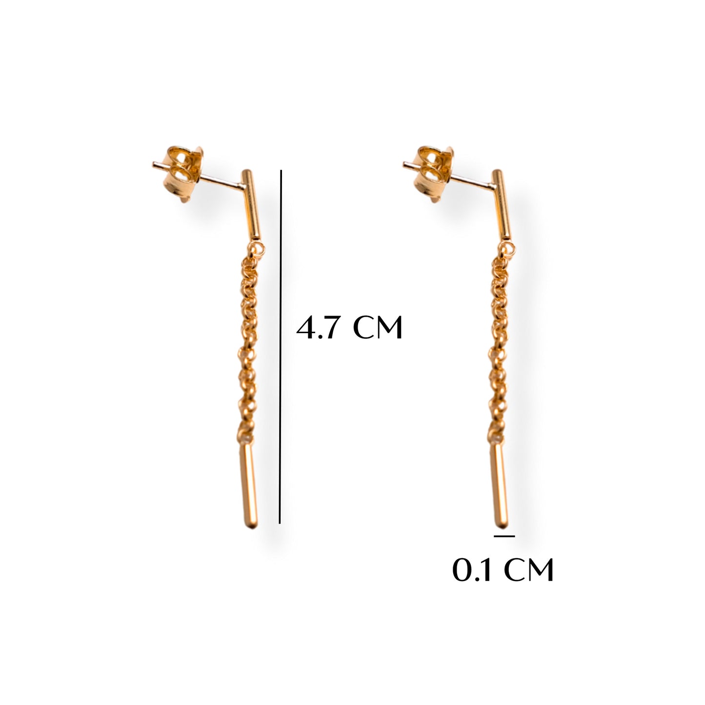 Aretes Largos Delgados - Chapa de Oro