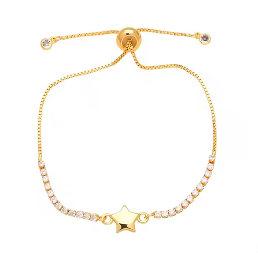 Pulsera Tenis Ajustable - Chapa de Oro