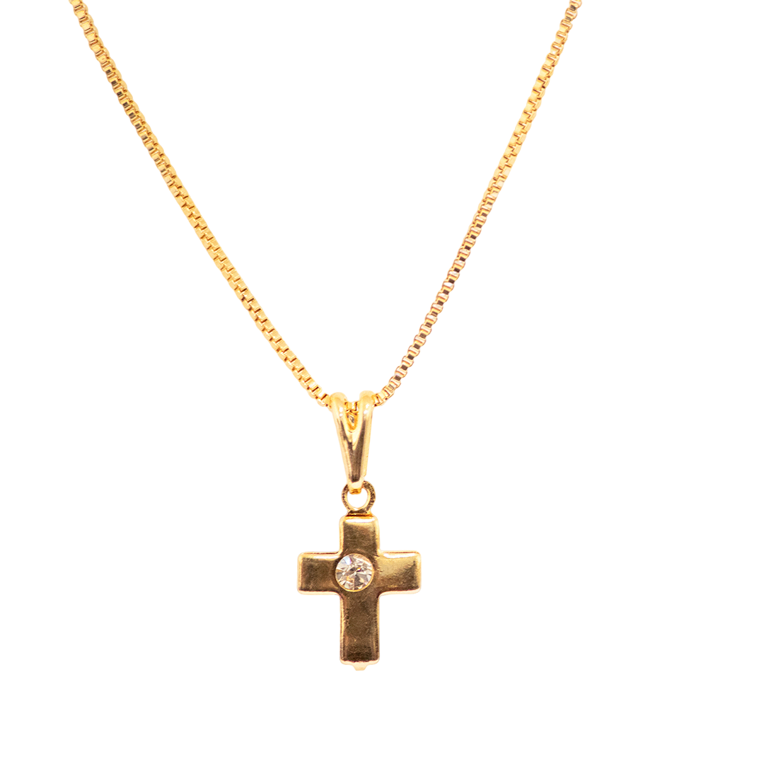 Cadena con Dije de Cruz – Chapa de Oro