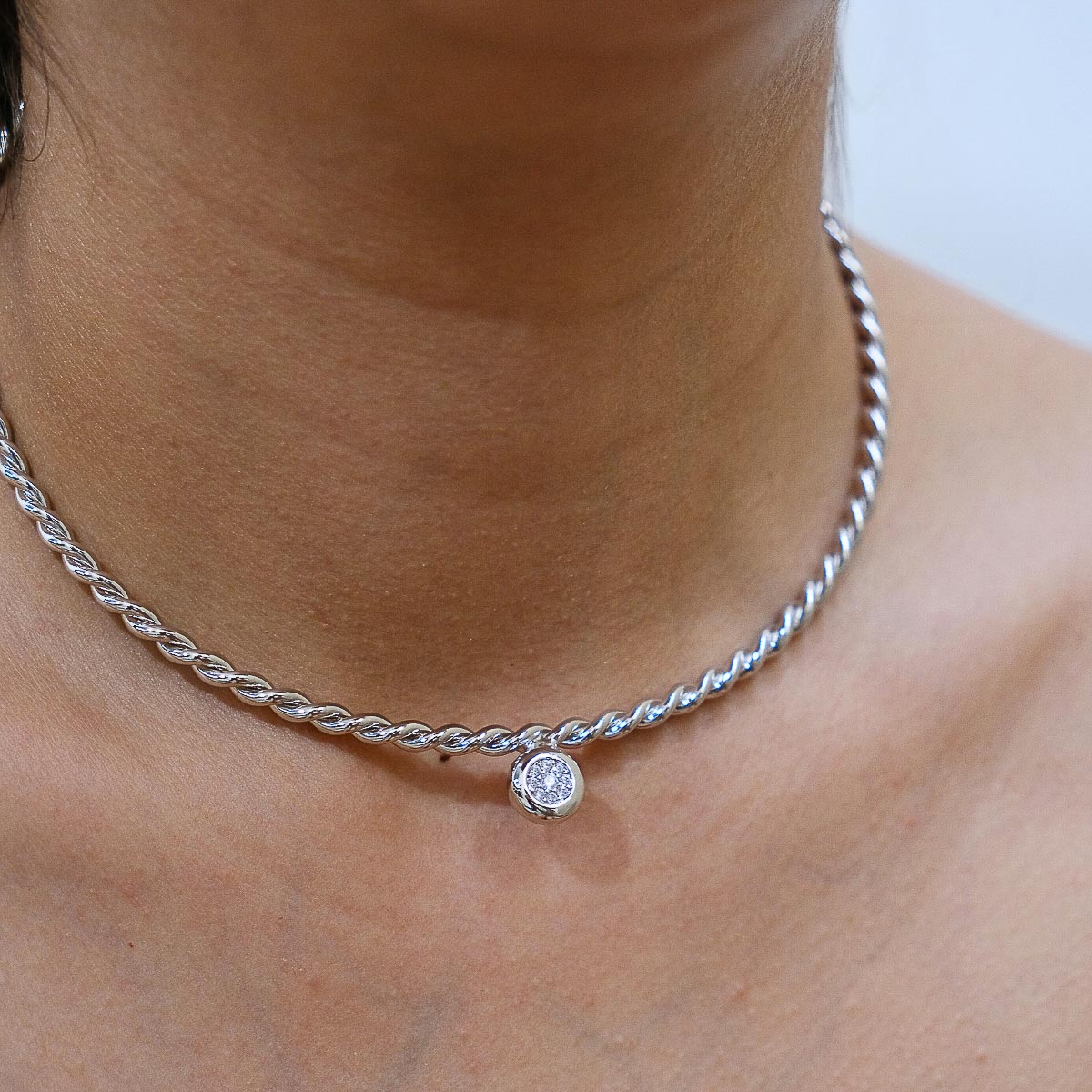 Gargantilla con Dije Pequeño - Chapa de Rodio