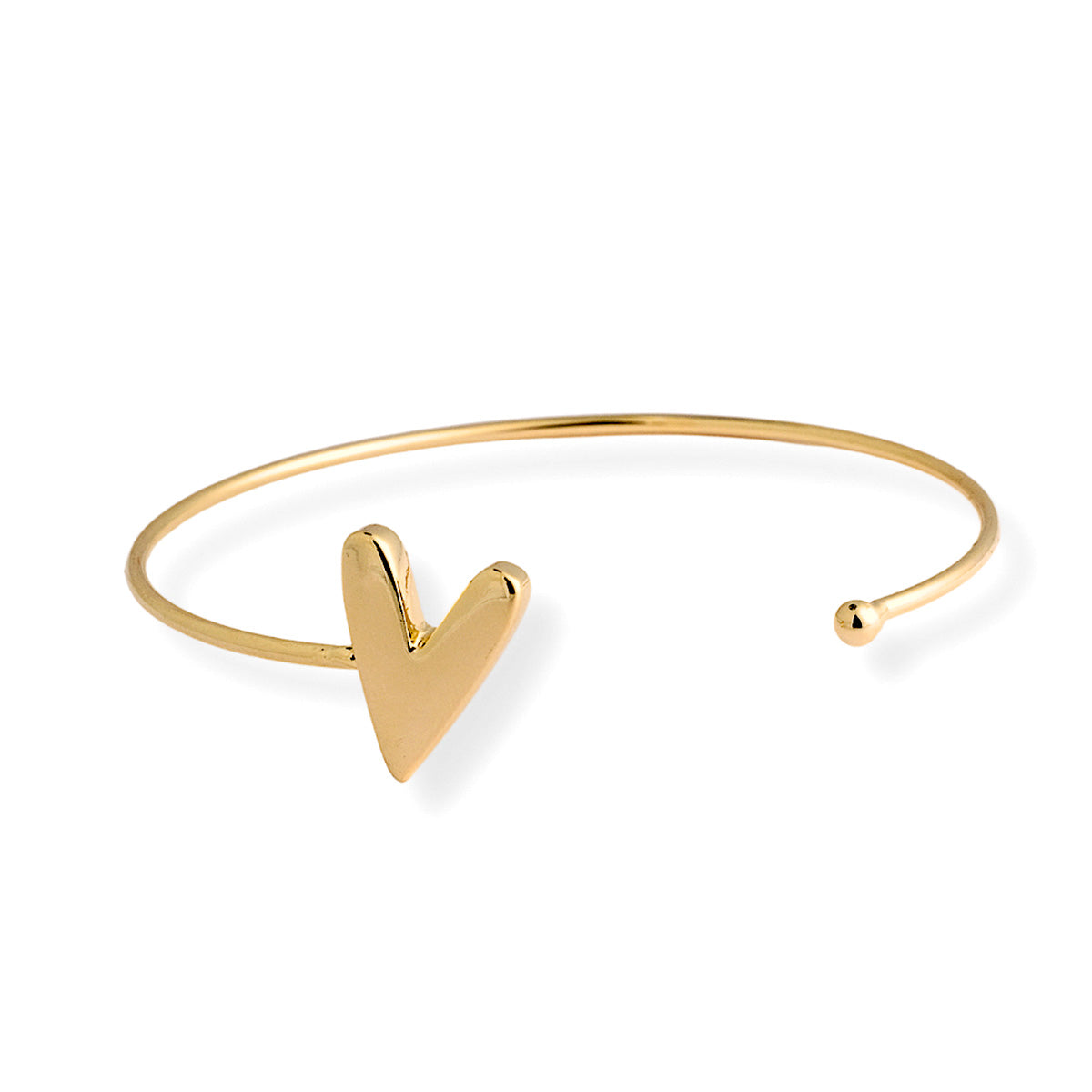 Pulsera Rígida con un Corazón - Chapa de Oro