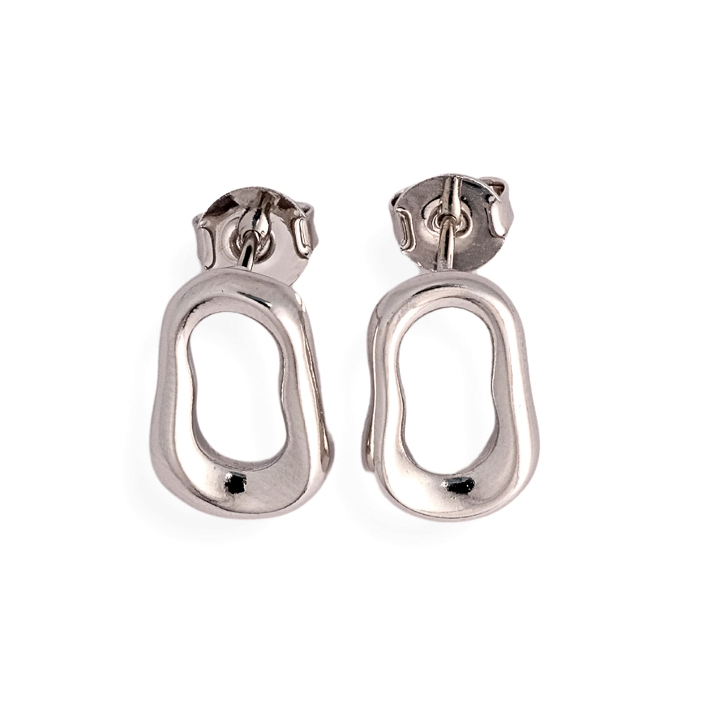 Aretes Frijol Irregular Chico - Chapa de Rodio