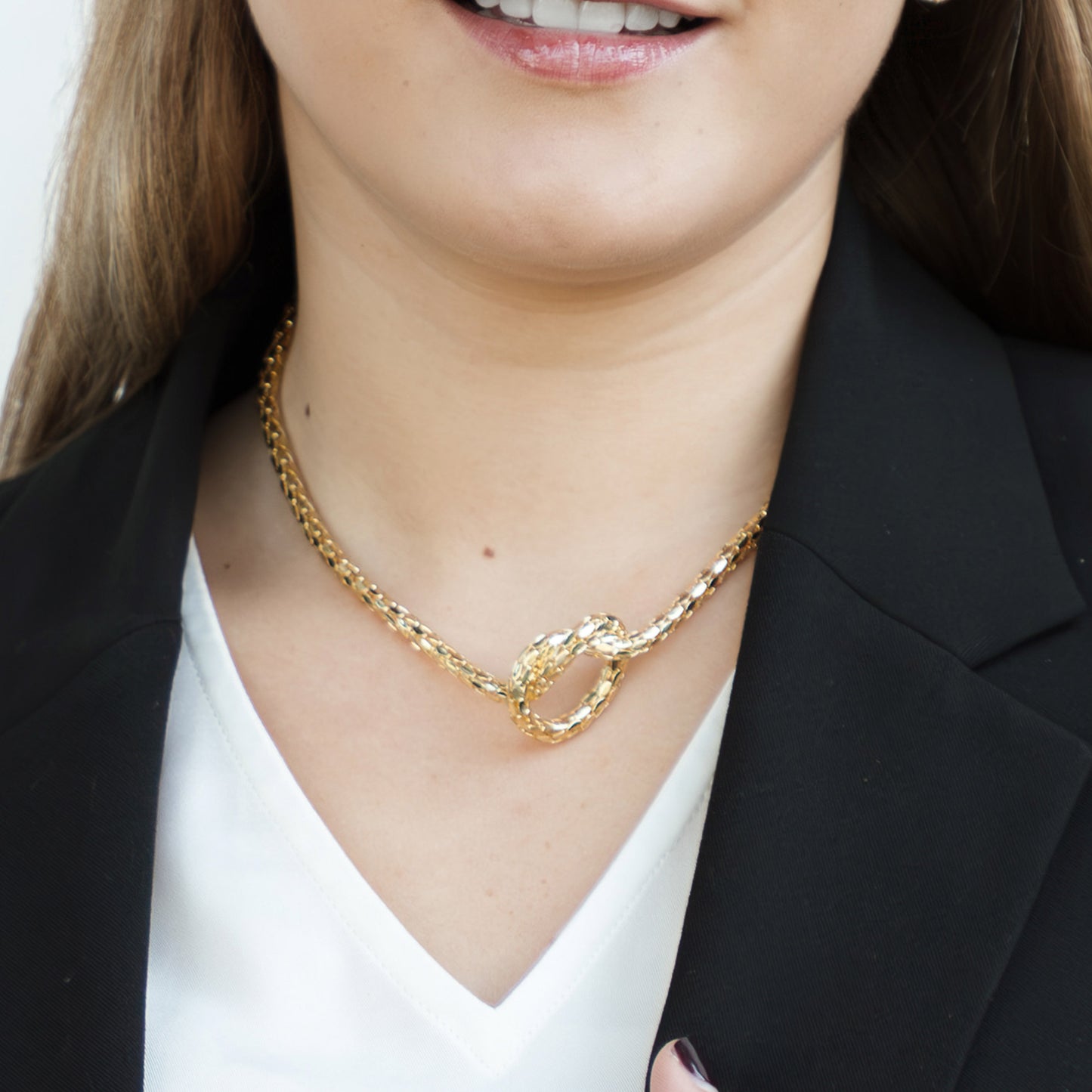 Cadena Nudo con Textura - Chapa de Oro