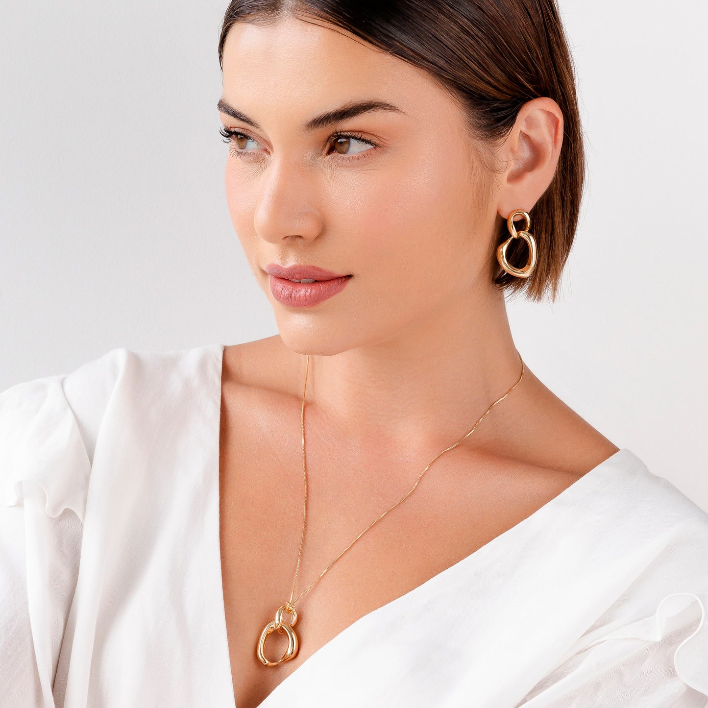 Collar dos Círculos Chunky - Chapa de Oro