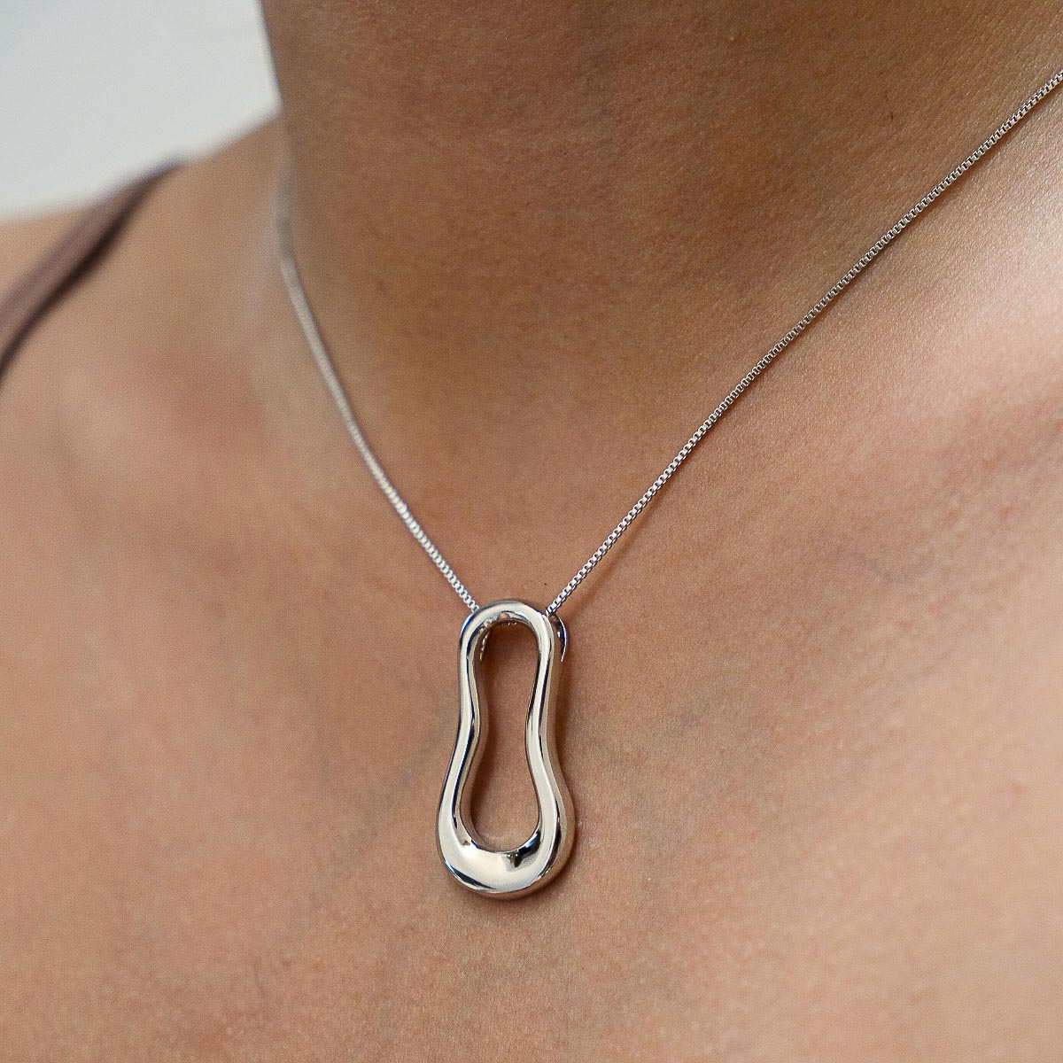 Cadena con Dije Irregular Plano - Chapa de Rodio