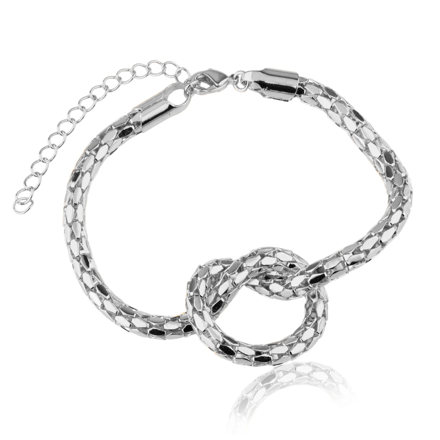 Pulsera Textura con Nudo - Chapa de Rodio