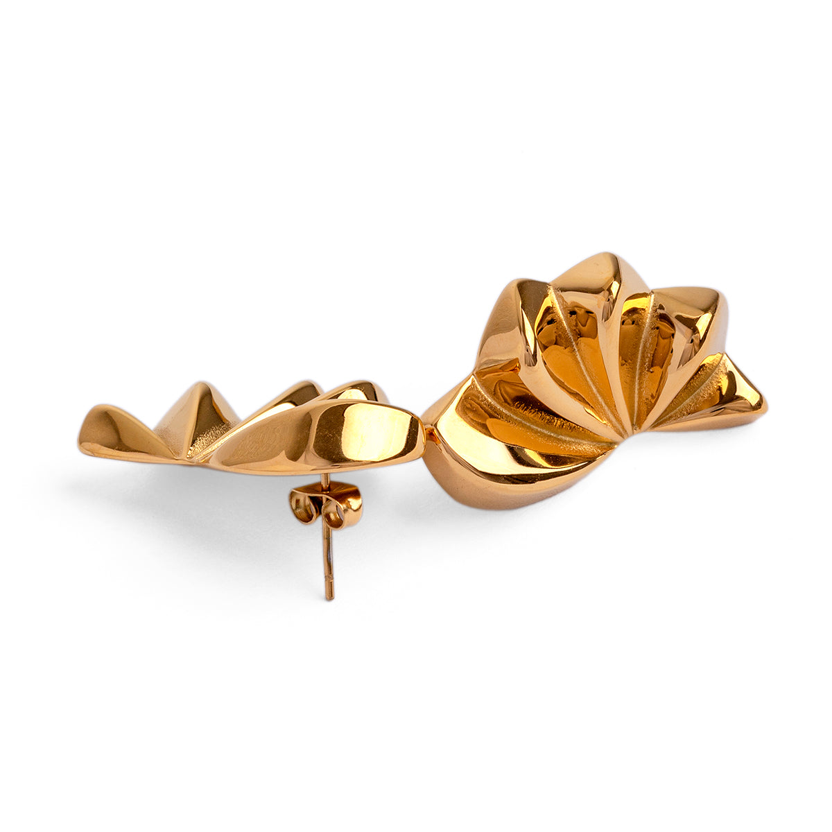 Arete Media Flor - Chapa de Oro