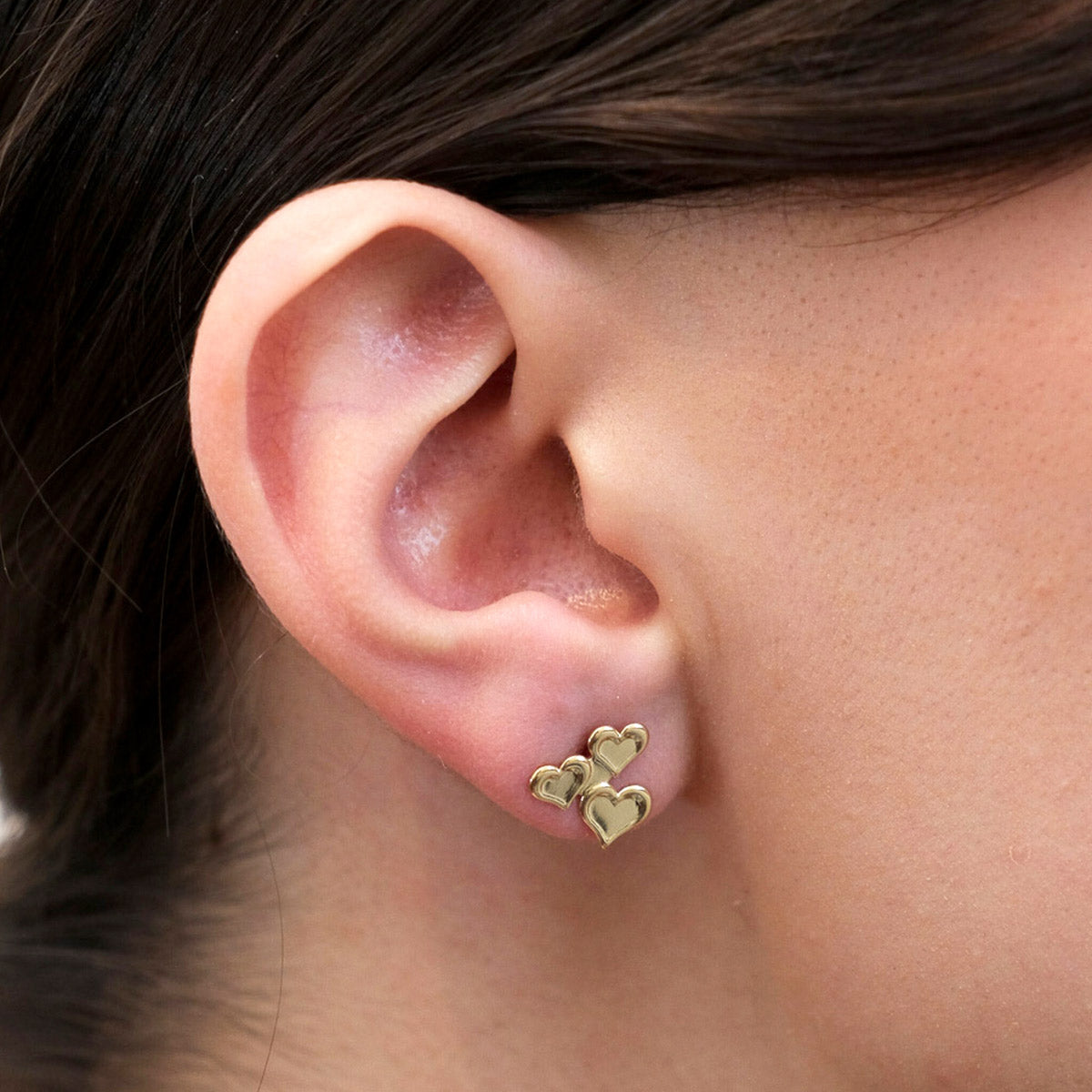 Arete Tres Corazones - Chapa de Oro