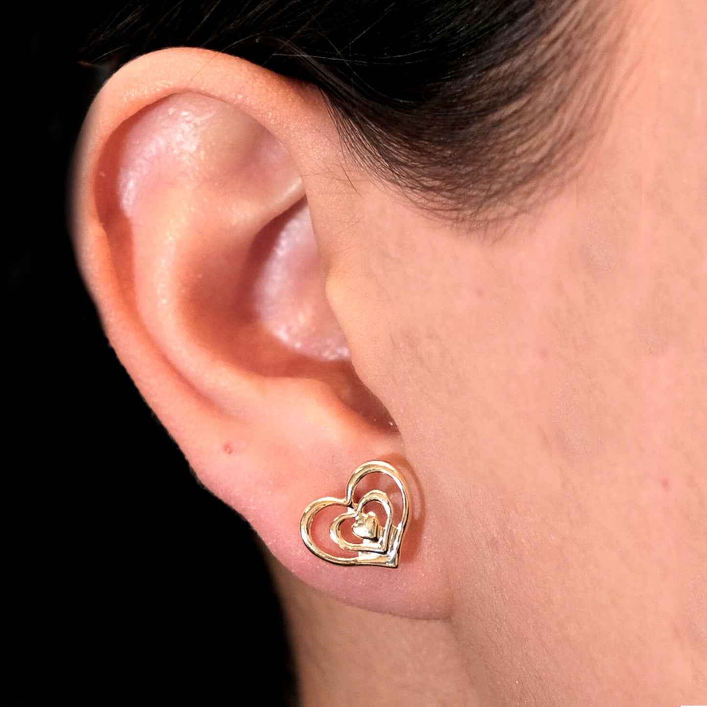 Arete Corazón Capas - Chapa de Oro