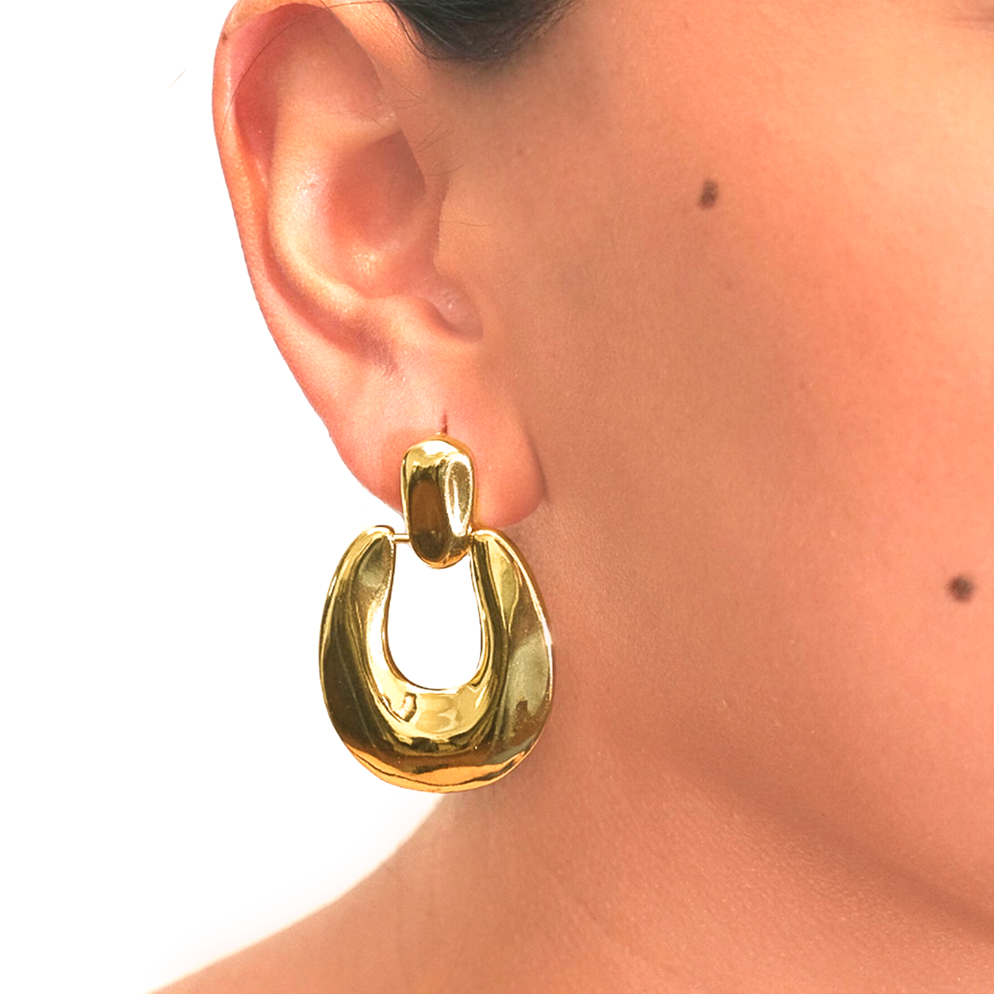 Arete Herradura Chunky - Chapa de Oro