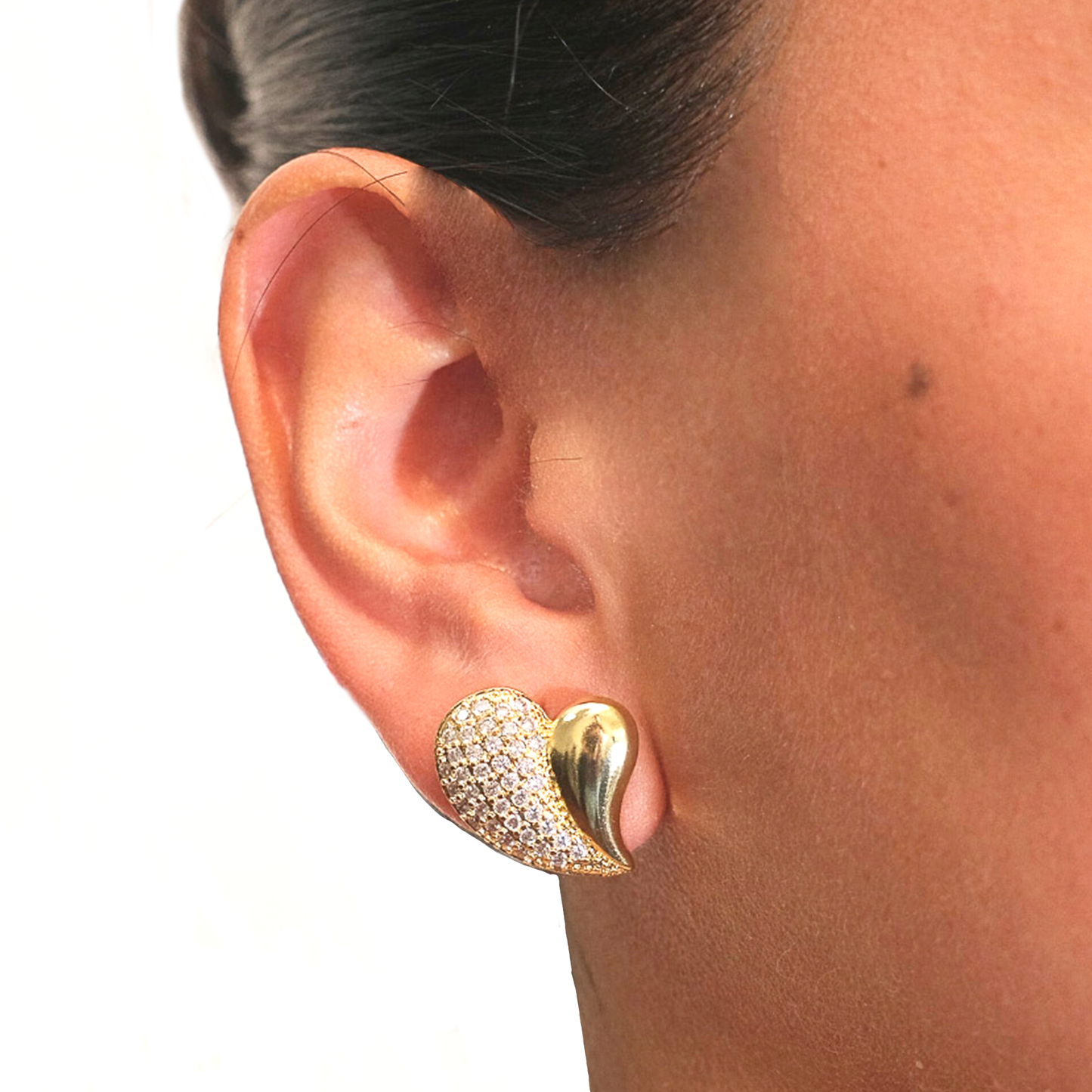 Arete Corazón con Zirconias - Chapa de Oro