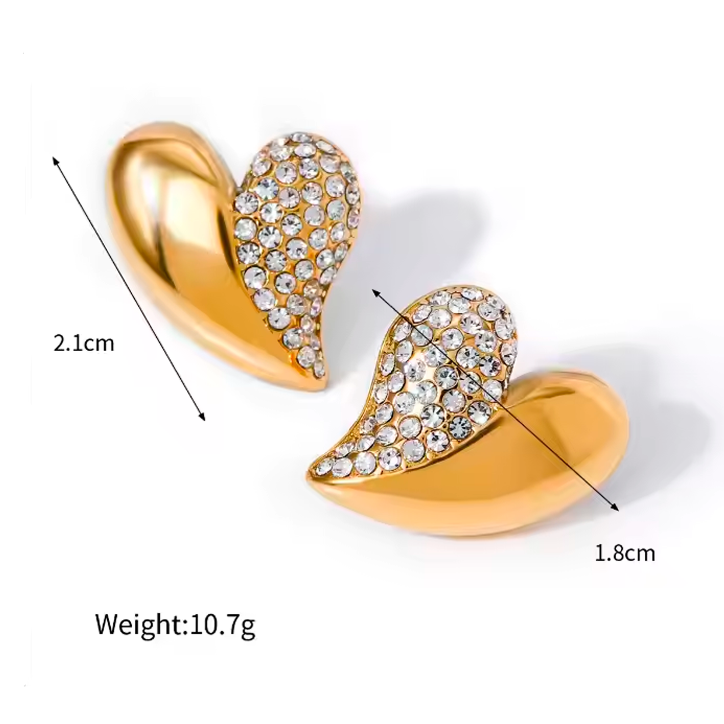 Arete Corazón con Zirconias - Chapa de Oro