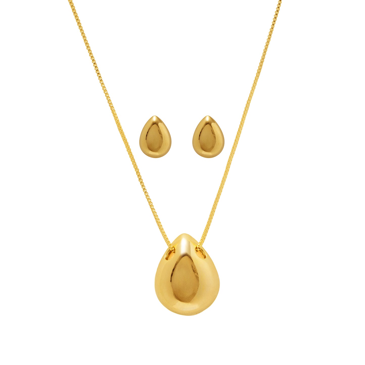 Set Collar y Aretes Gota - Chapa de Oro
