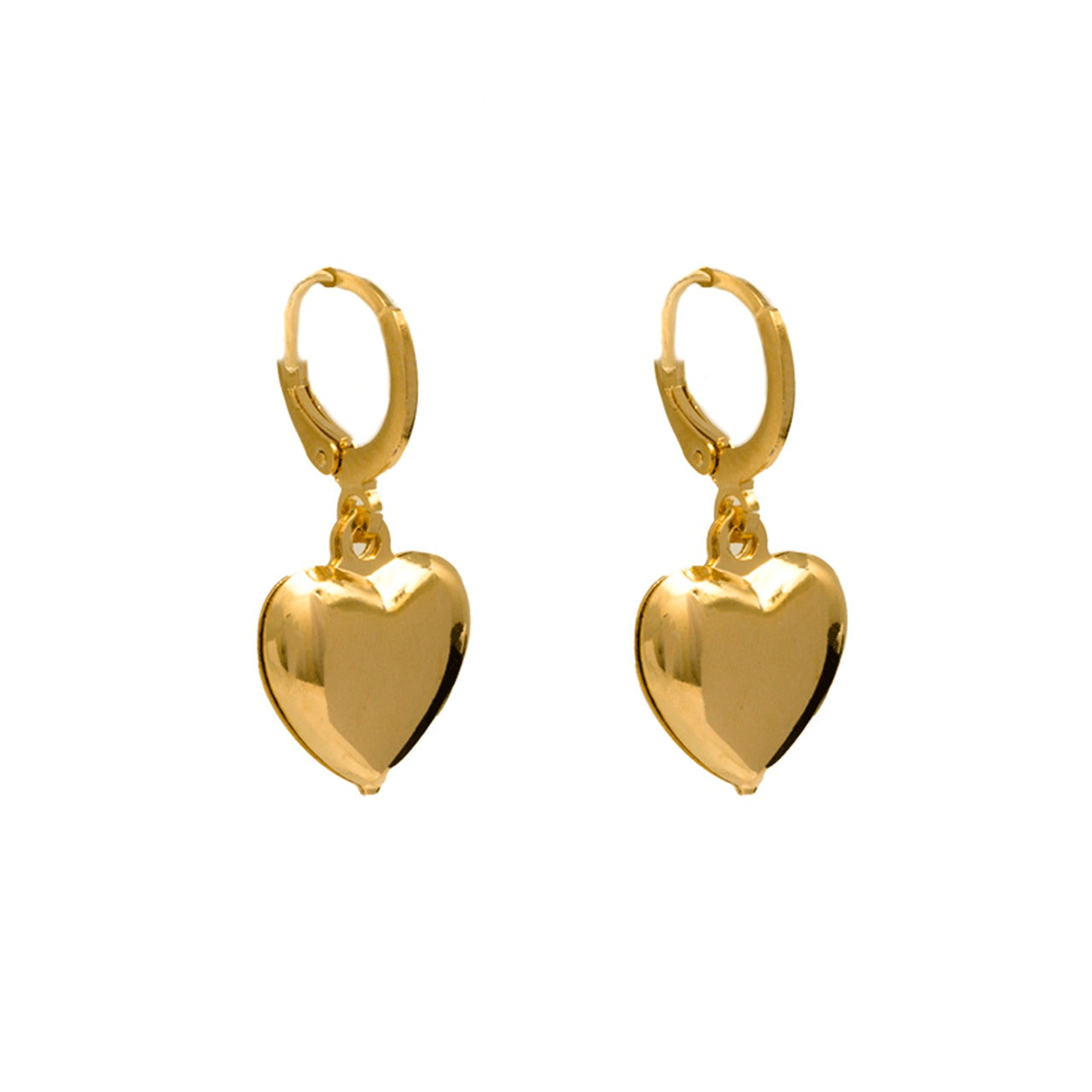 Arracada Corazón Inflado - Chapa de Oro