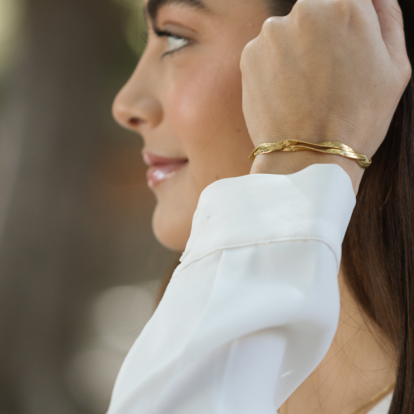 Brazalete Trenzado - Chapa de Oro