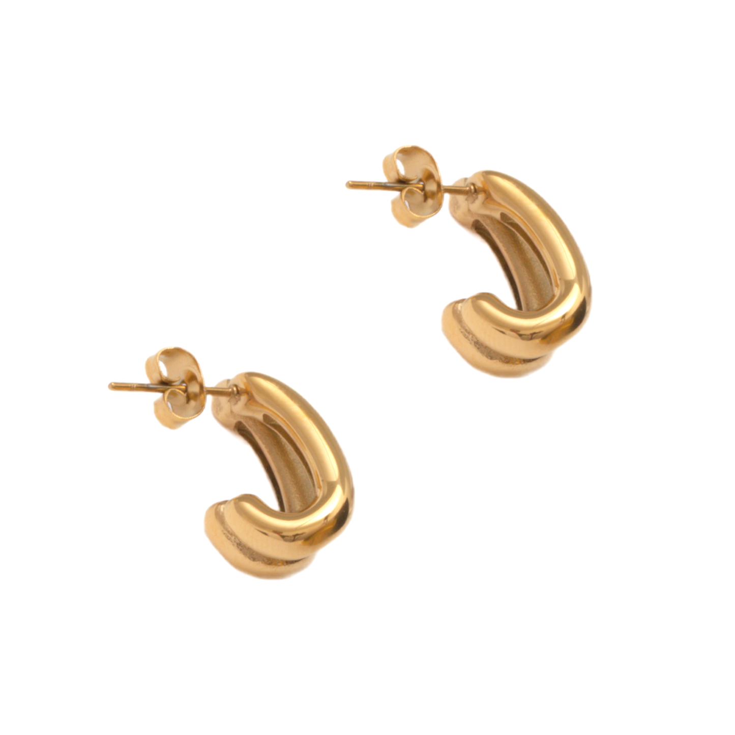 Arete Dos Lineas -Chapa de Oro