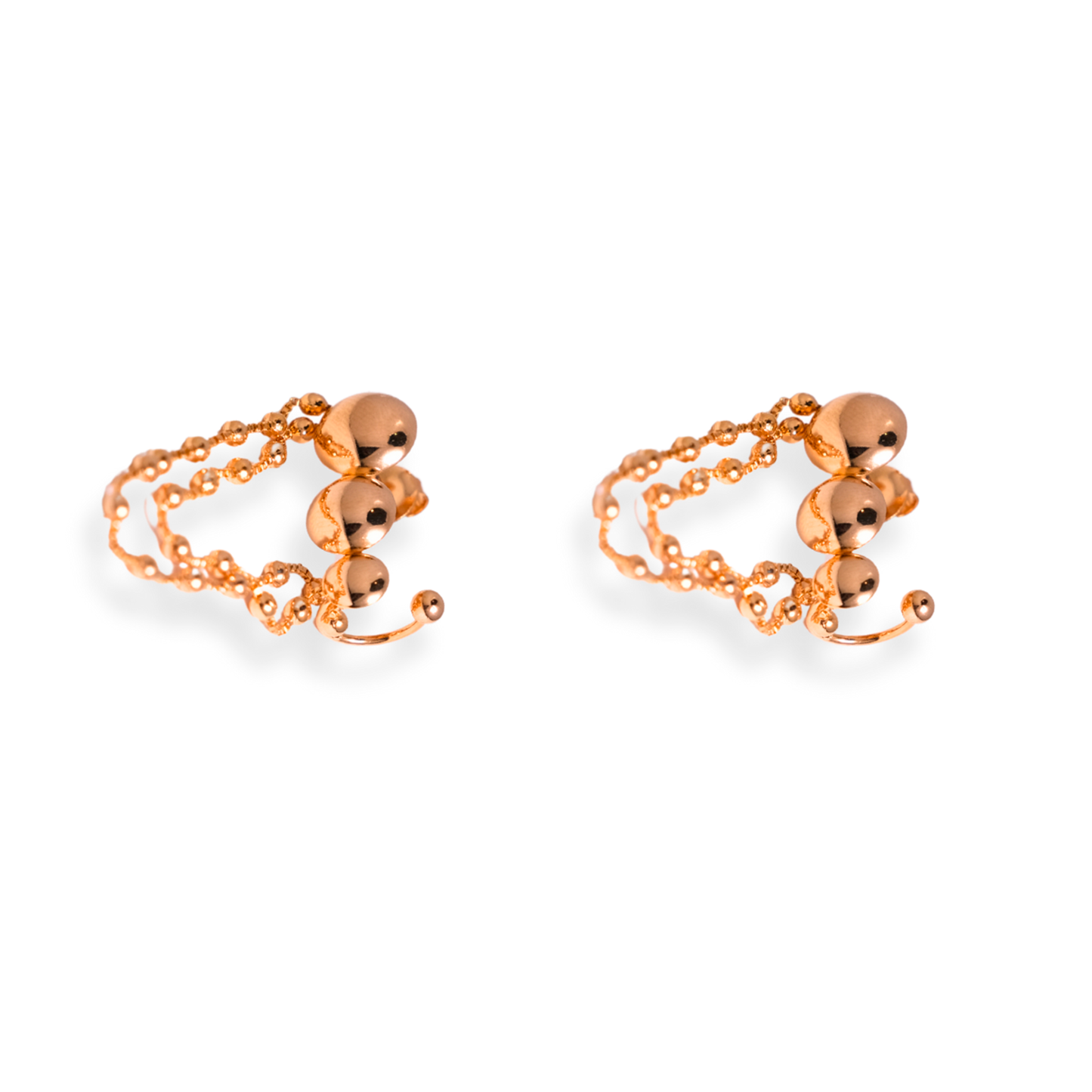 Arete Doble Cadena - Chapa de Oro