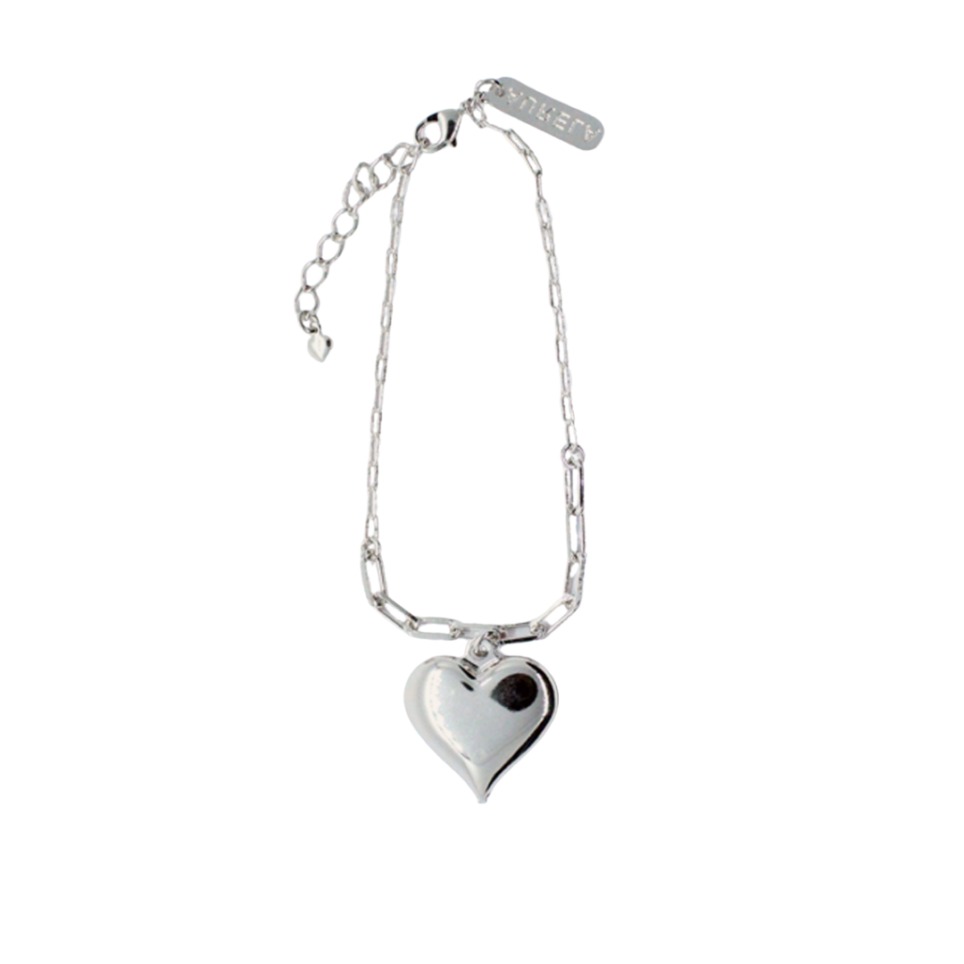 Pulsera de Corazón Plateado