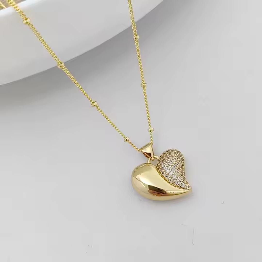 Collar Corazón con Zirconias - Chapa de Oro