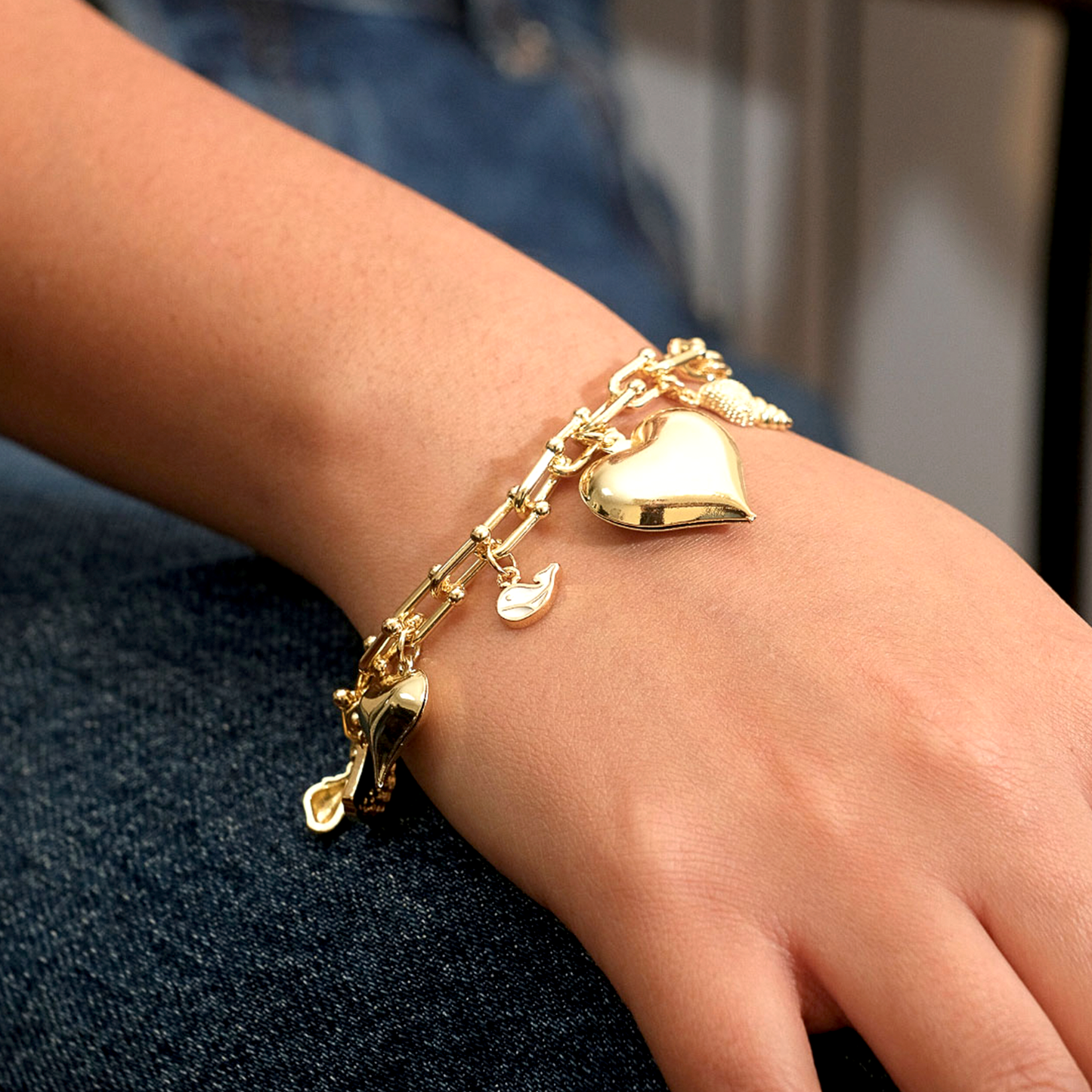 Pulsera con Dijes del Mar - Chapa de Oro