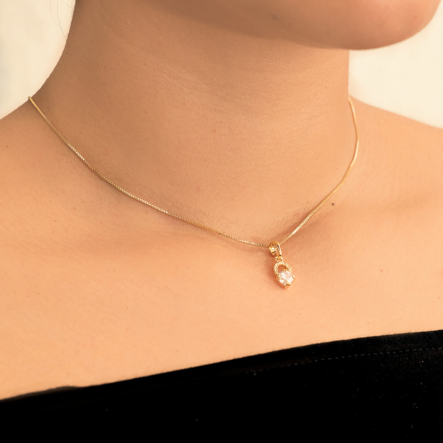 Collar Dije con Zirconia - Chapa de Oro