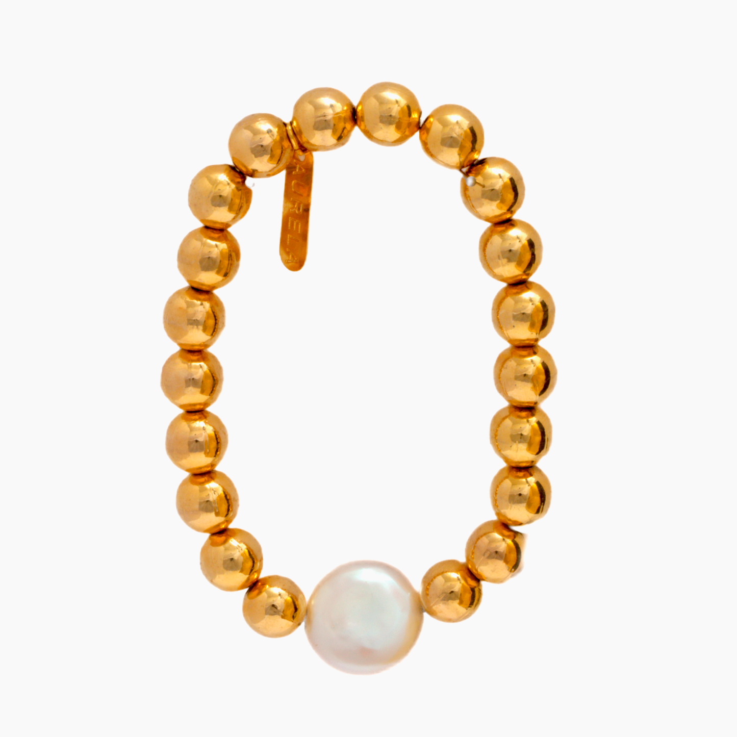Pulsera Bolitas con Perla - Chapa de Oro