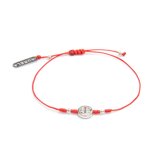 Pulsera de Hilo San Benito - Chapa de Rodio
