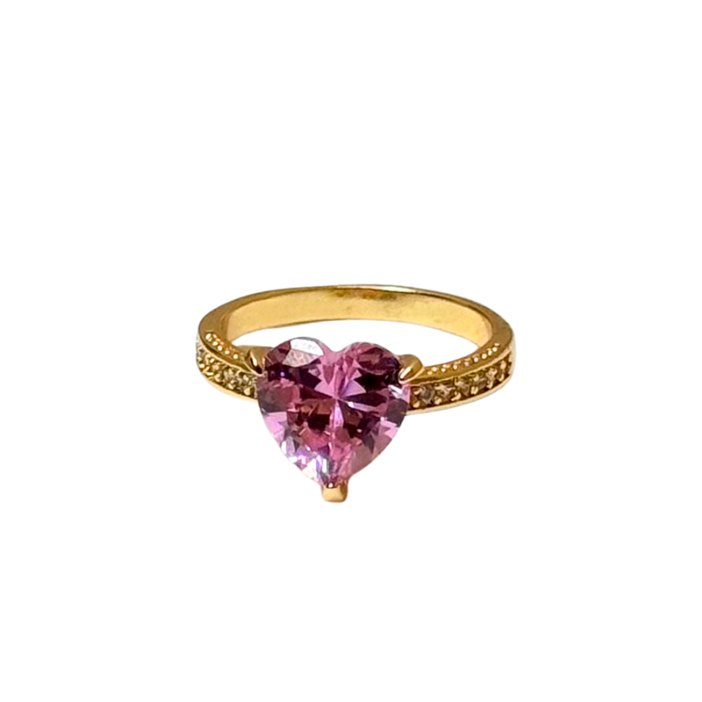 Anillo Corazón con Zirconias - Chapa de Oro