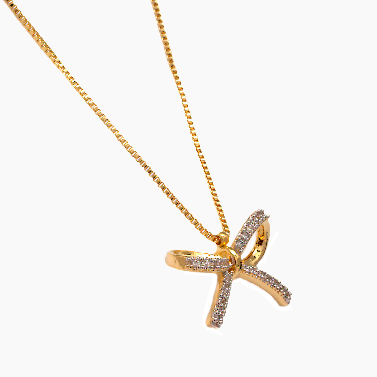 Collar Moño con Zirconias - Chapa de Oro