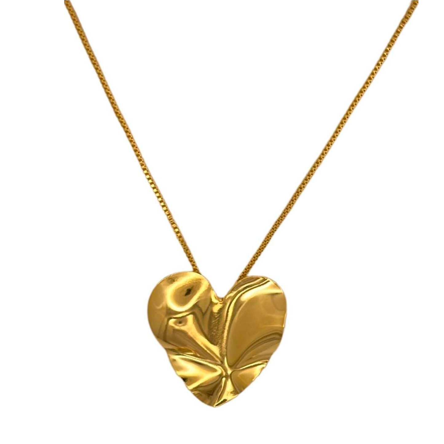 Collar Corazón Texturizado - Chapa de Oro