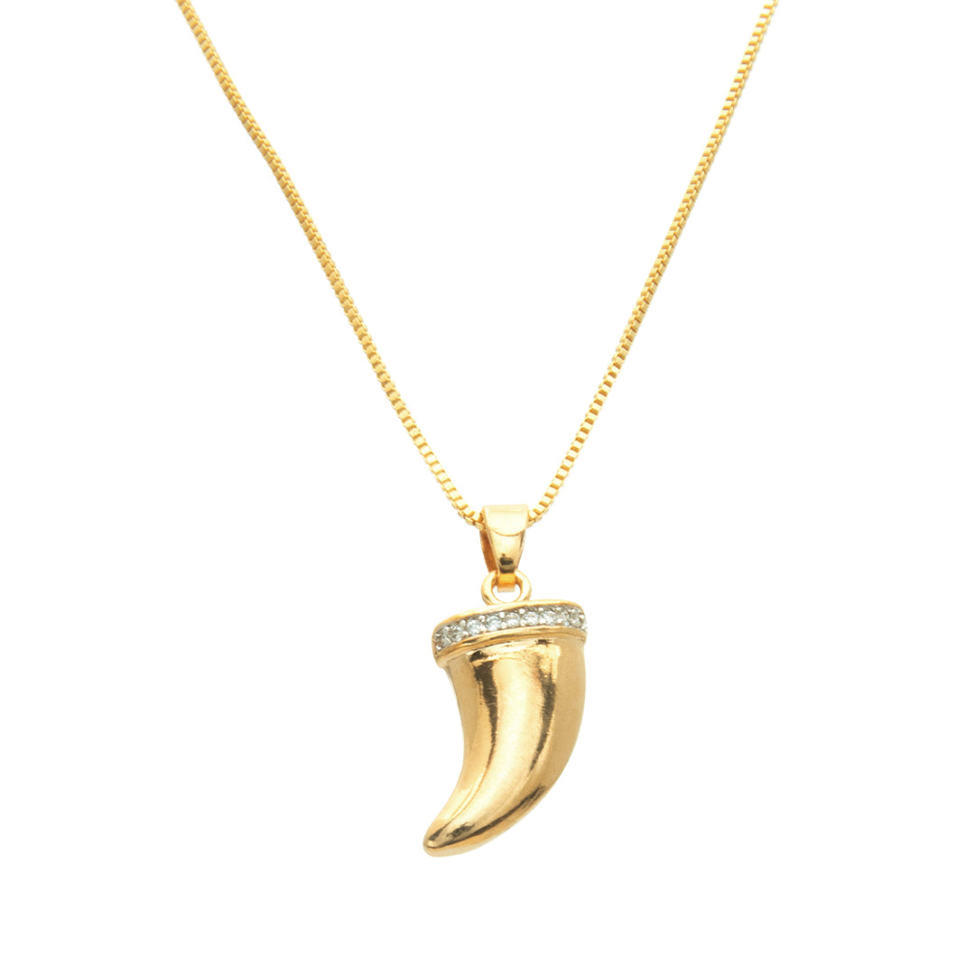 Cadena Colmillo con Zirconia – Chapa de Oro