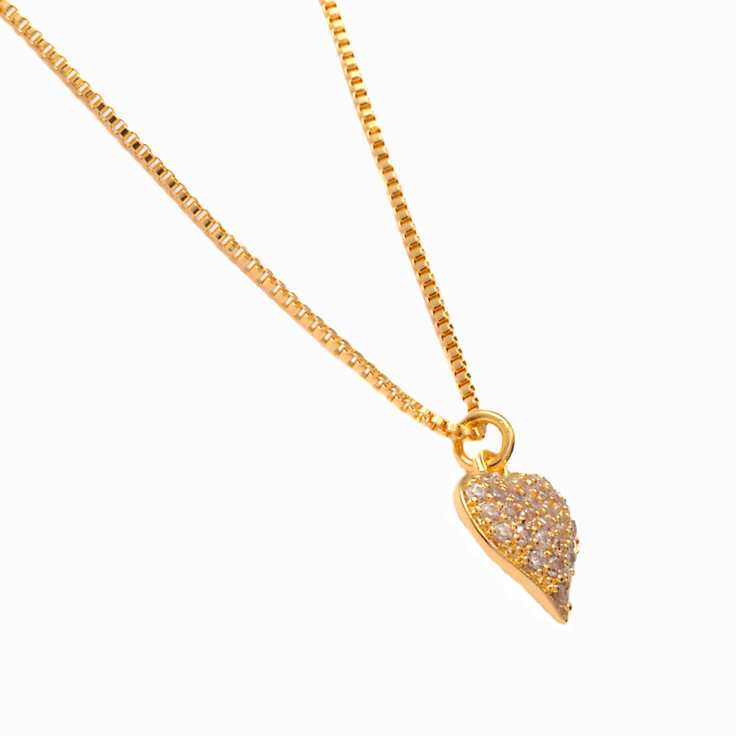 Collar con Corazón Brillante - Chapa de Oro