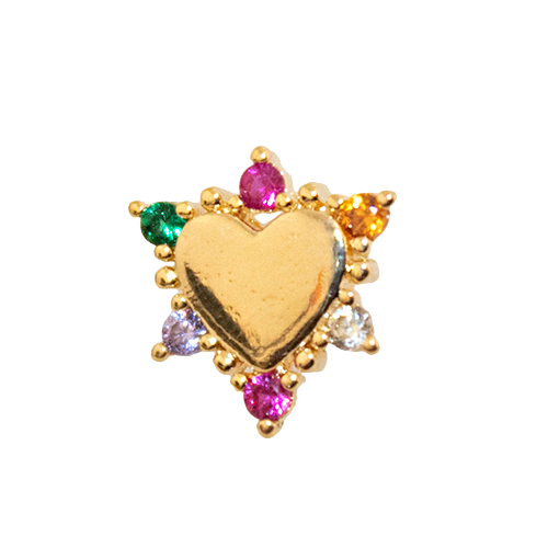 Aretes Heart Con Zirconias - Chapa de Oro