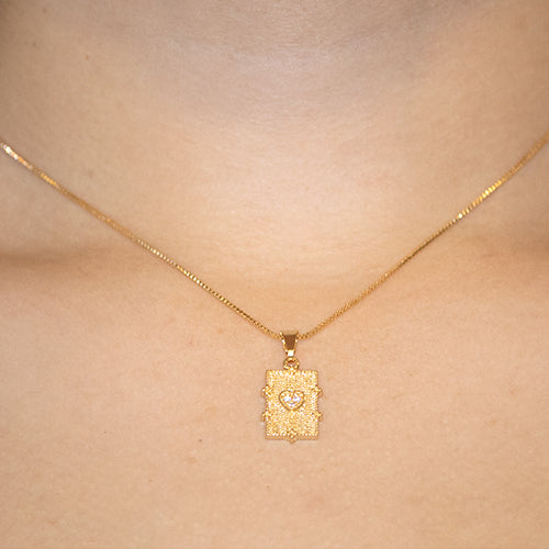 Chain Necklace And Heart Scapular – Chapa de Oro