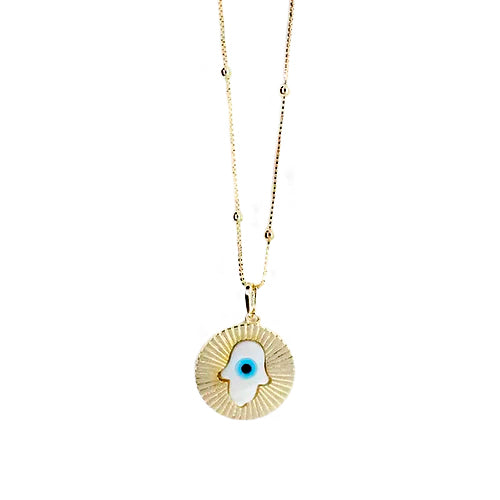 Cadena Ojito con Mano – Chapa de Oro