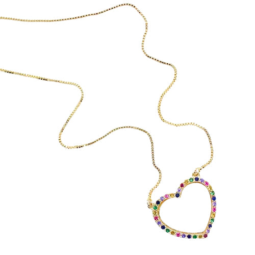 Collar con Corazón Arcoíris – Chapa de Oro