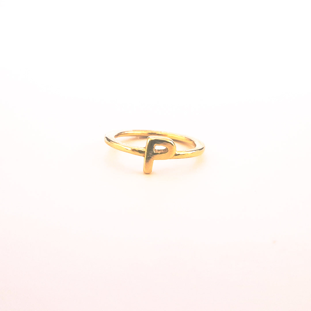 Anillos Midi Con Inicial – Chapa de Oro y Rodio