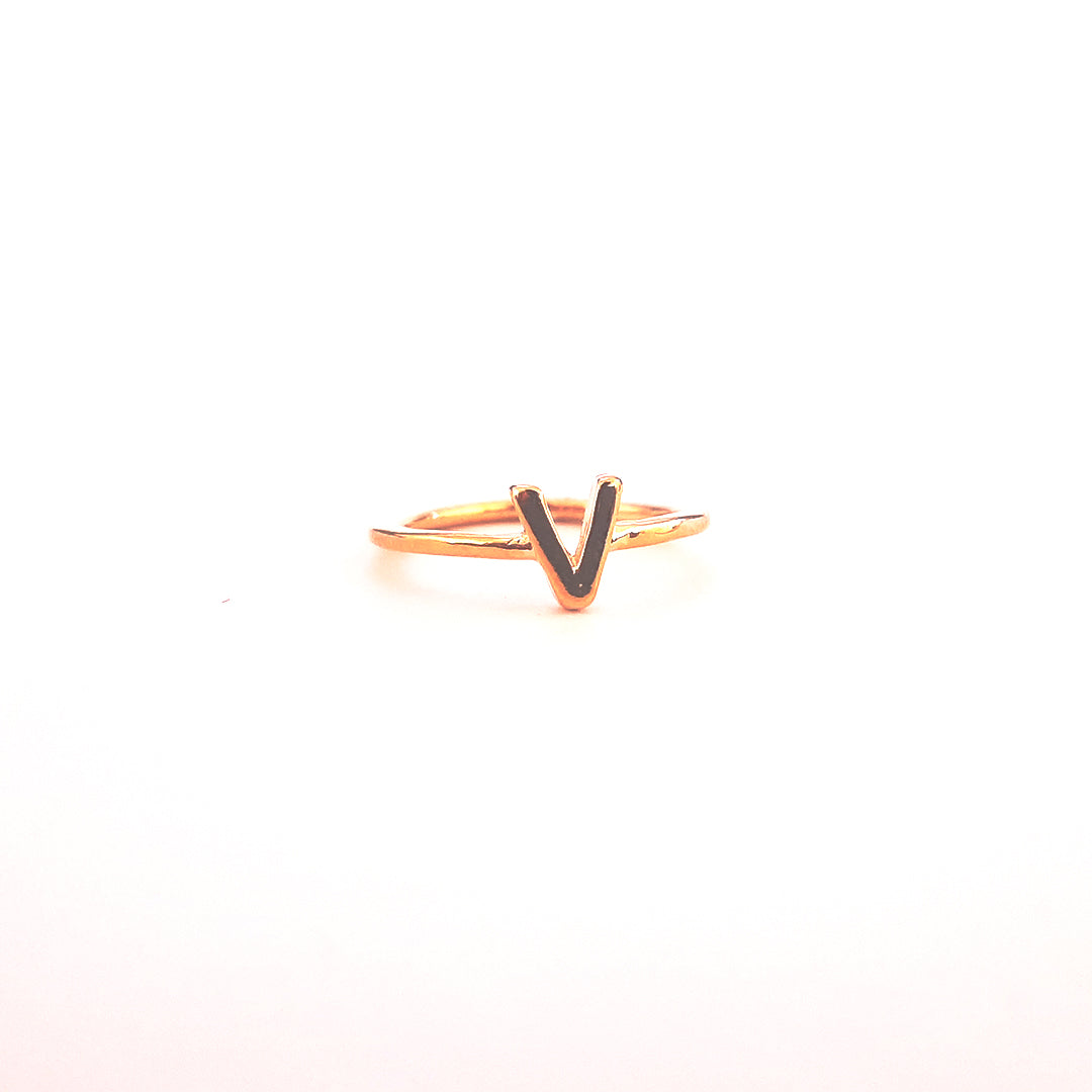 Anillos Midi Con Inicial – Chapa de Oro y Rodio