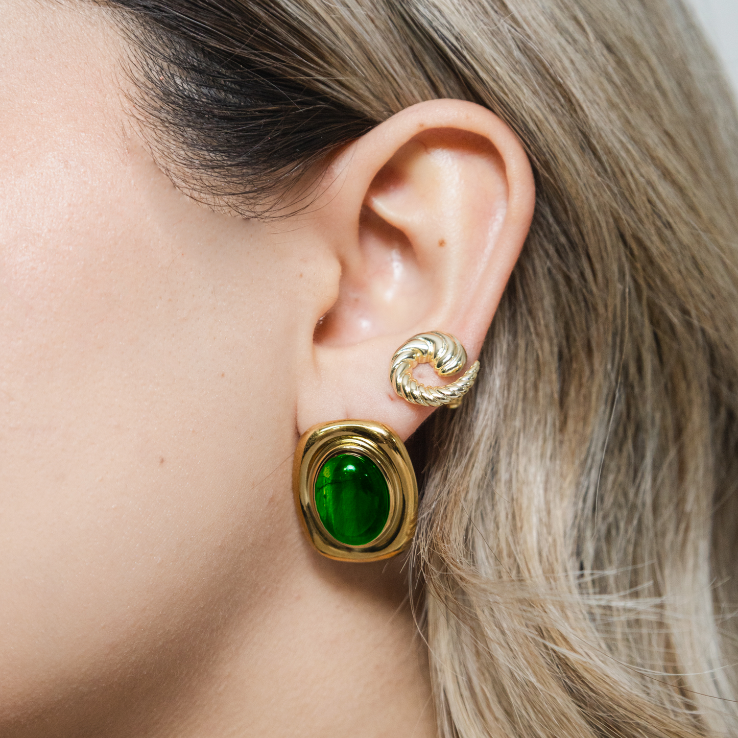 Green Earring - Chapa de Oro