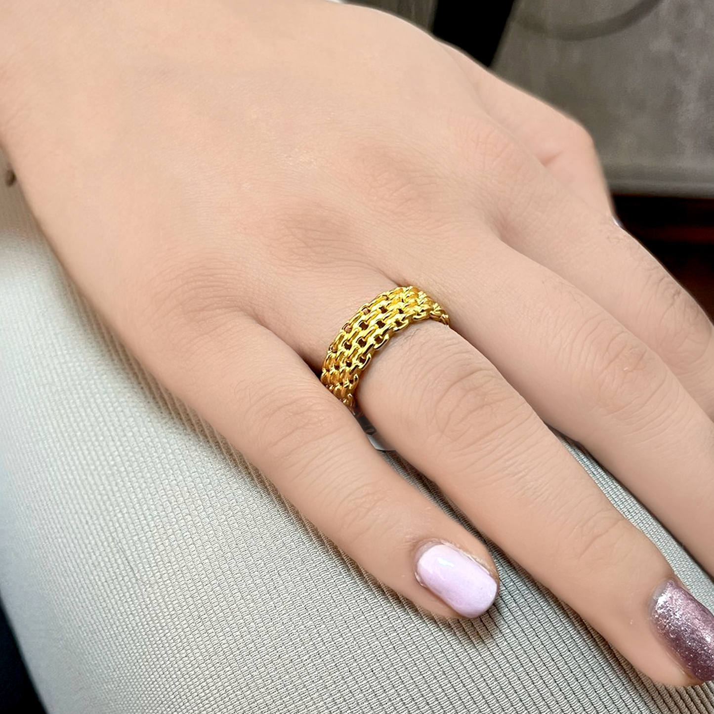 Anillo Mini Eslabones - Chapa de Oro