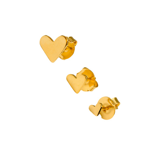 Set de Aretes Corazón - Chapa de Oro