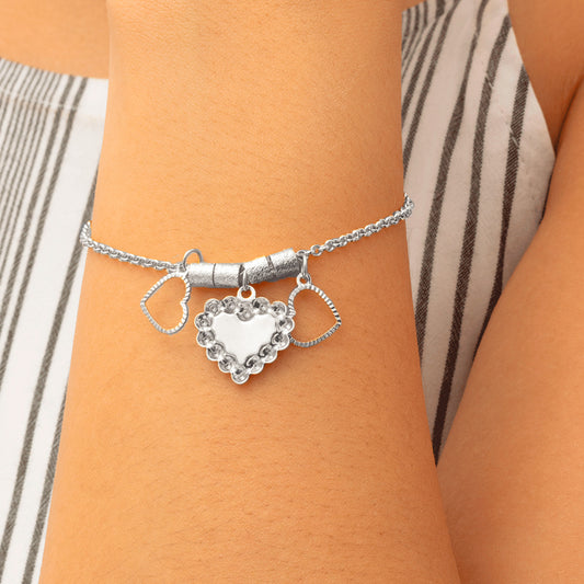 Pulsera con Dije Corazón – Chapa de Rodio