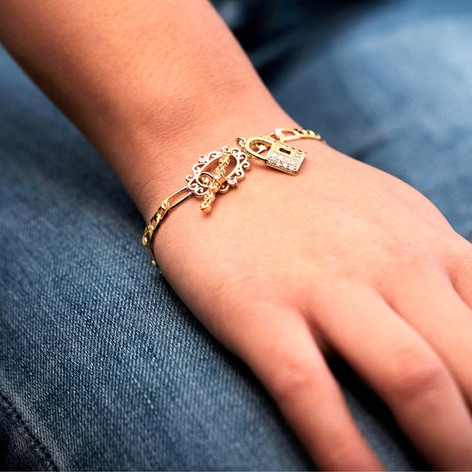 Pulsera Eslabones con Candado - Chapa de Oro